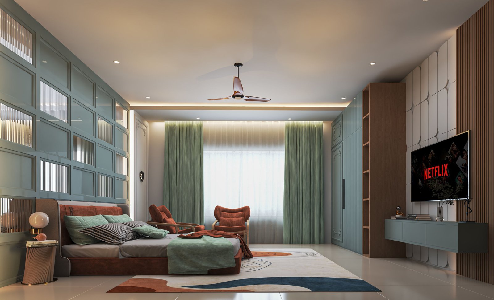 Luxury interior design living room with modern furniture, elegant lighting, and premium finishes